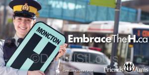 Chantal Farrah of the Moncton RCMP with Embrace the H Campaign for the Friends of the Moncton Hospital.