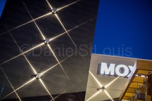 The exterior lighting at Moxie's Bar and Grill in Moncton.