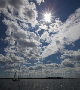 Blue cloudy skies in Shediac New Brunswick.