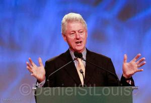 president bill clinton speaking at moncton coliseum.